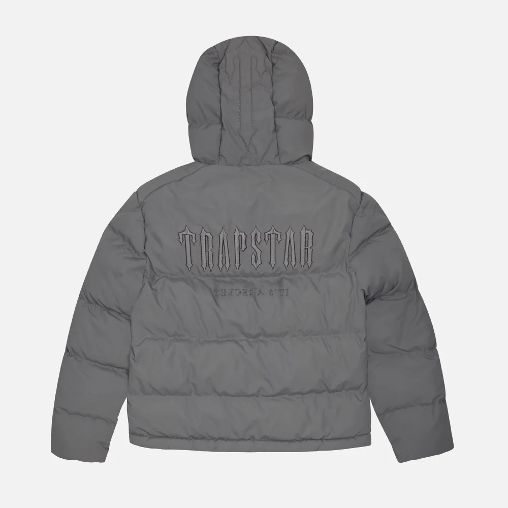 Trapstar Decoded Hooded Quilted Jacket Gray (5) Trapstar Decoded Hooded Quilted Jacket Gray (5)